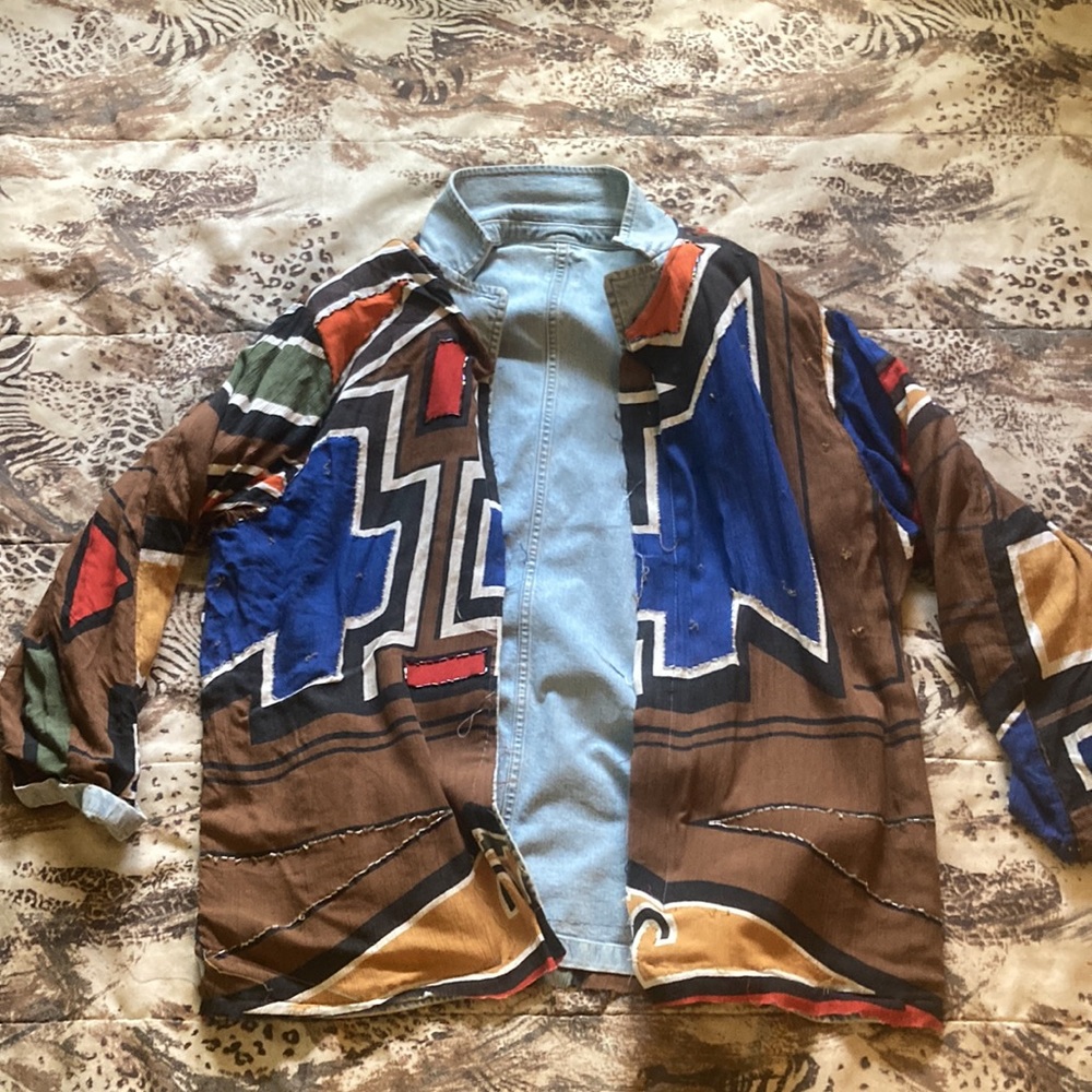 Denim Long-sleeve X Tribal Pattern Long-sleeve (Reversible) -Large